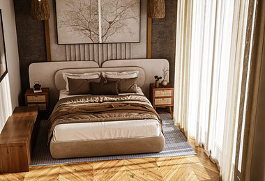 Harmony in Contrast: Japandi Style Double Decker Bedroom