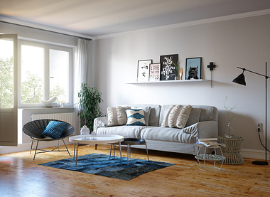 Scandinavian Living Room in Winter