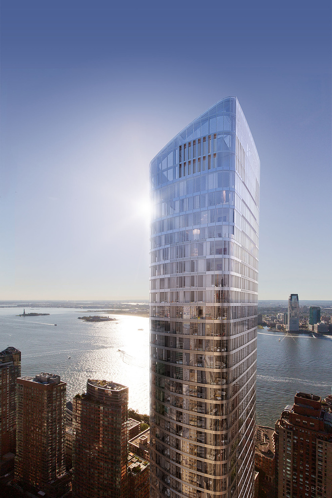 DBOX - http://www.dbox.com
50 West is a brand new luxury condominium development in Downtown Manhattan designed by Helmut Jahn.