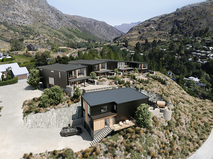 Canyon Ridge is a boutique development in Queenstown. Sitting on a majestic knoll, these five modern homes have an incredible alpine view through the Lower Shotover River.