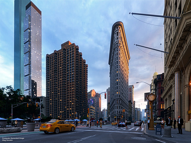 New York. Flatiron Building. Ful CGI
