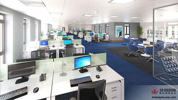 3D Design Bureau - http://www.3ddesignbureau.com
Interior render of commercial office development.