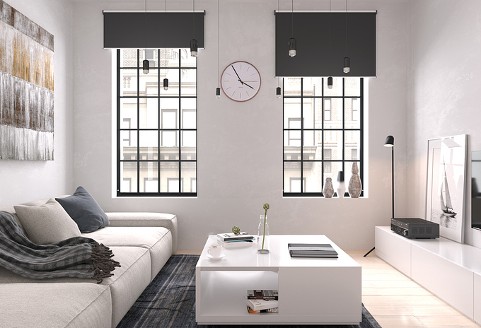 3D Visualization of the living room/
3ds Max/Adobe Photoshop/Corona/AutoCAD/