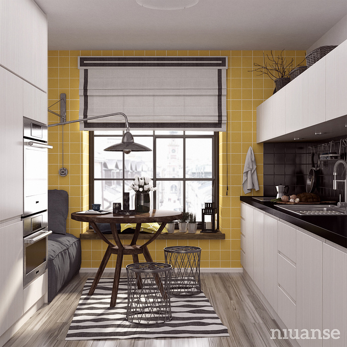 http://www.niuanse.com
This is a personal redesign of a traditional kitchen. I decided to add a fresh hue to the classic, scandinavian style, which turned out really great.

I used Sketchup, V-Ray and Photoshop software.
Make sure you see all of the pictures on our  and visit our .