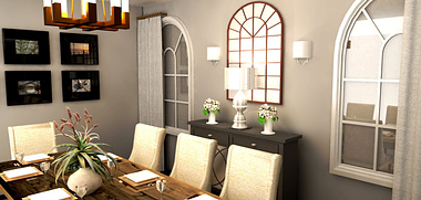 Residential  transitiona style dining room using .