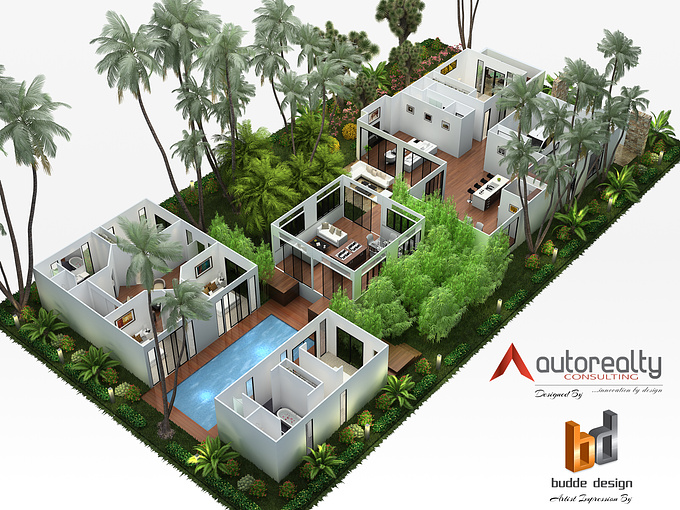 Budde Design - http://www.buddedesign.com
 for a residence in Jakarta Indonesia - Designed by Autorealty, 3D floor plan and Artist Impression by Budde Design