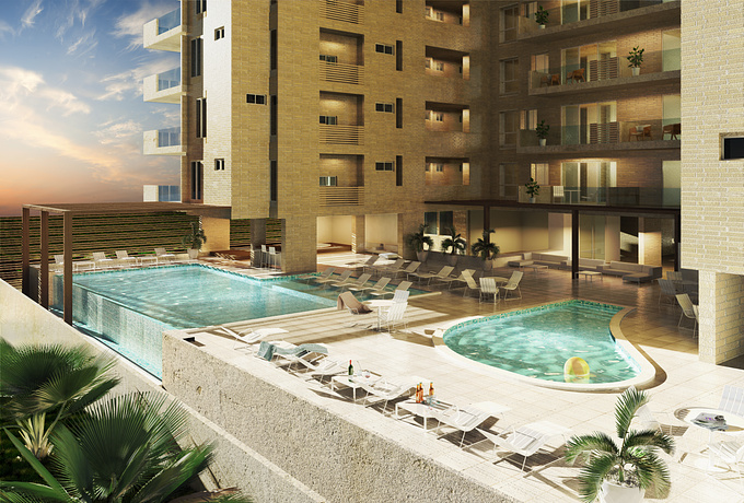 metro50 - http://metro50.com.co/es/
Exterior rendering for Apiros Construction company, this is the Pool area of a future residential building in Barranquilla, Colombia

3dsmax+MentalRay