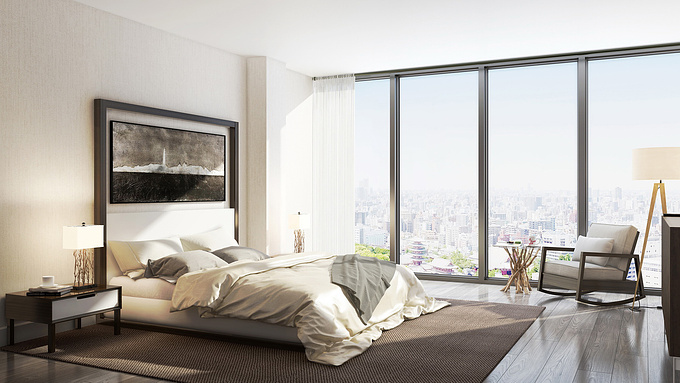 Bedroom, modern, contemporary, vray.