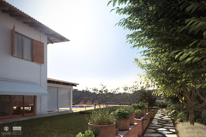 Series of illustratons I'm doing to show the landscape architecture project that I created for this residence

done with 3ds max, vray and photoshop