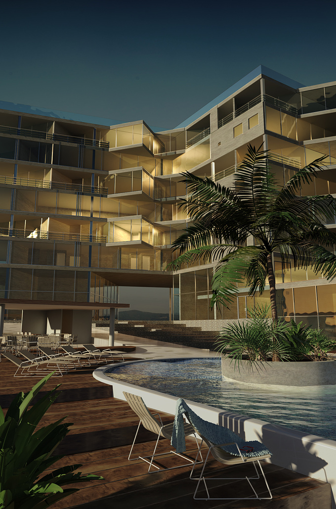 http://on.be.net/1tm4VM4
this is a personal project, a hotel building that I designed for fun, also to try for the first time to import models from revit to 3ds max and render in Mental ray