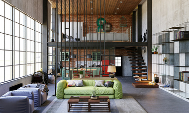 Industrial themed home interior