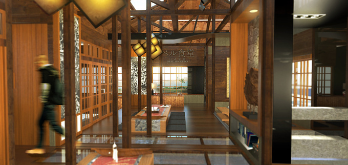 Beru Shokudo, Interior Design for the restaurant and re-use old buildings instead of demolishing it.