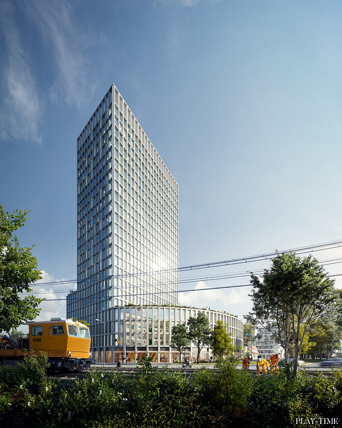 3rd prize for New office building in Karlsrhue designed by Burckhardt Partner [image by Play-time]