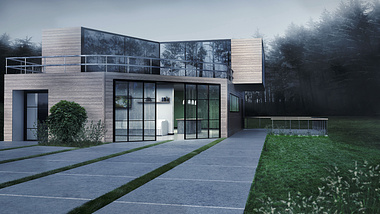 3D Exterior visualization in pine forest