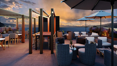 Great 3D Architectural visualization of Terrace Restaurant 