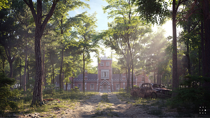WhiteBox Visual - http://whiteboxvisual.com/
This 1855 built Gothic Revival style Castle Club modeled for one of our 3D visualization projects. Now reused just for fun as the castle at a quite abondonned looking place in the forest. Built in 3ds Max using Forest Pack, rendered with Corona and the whole image was finalized in Photoshop.