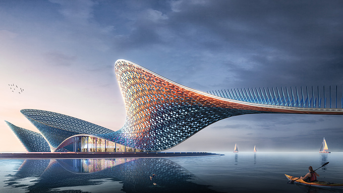 This project is like a real-life painting, where the Opera House by the seaside depicts the beauty of a unique architectural facade. The primary focus of this visualization is on the captivating building facade adorned with intricate parametric details.