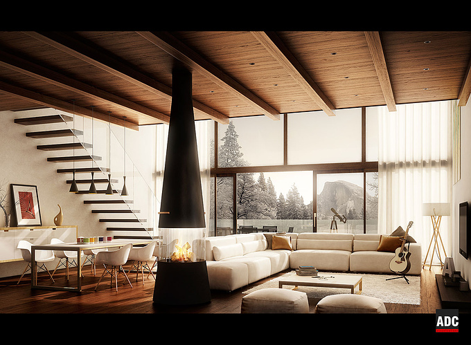 ADC Visualizations - http://www.facebook.com/adcvisualizations
Hi all!
this is my last visual done for an interior design concet: a living room concept for a private apartment located in Cortina D'ampezzo, Italy!
I tried to keep a warm and comfortable mood inside, while a cold mountain scene is freezing outside...
hope you all like it!

C&C very welcome

ADC