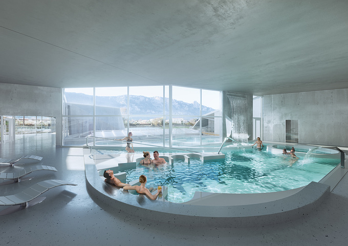 Small pool in leisure centre in Valence, France.
3ds max + Corona + Photoshop