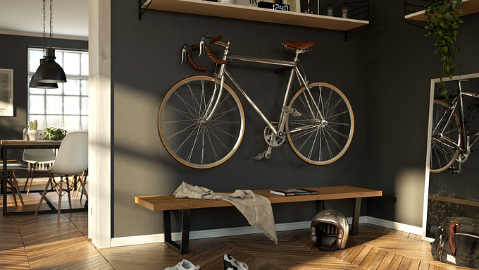 
This is a personal project. I was inspired by the style of the cafe racer shop, studios, and workspace.

 3dsmax, V-ray, Photoshop

http://www.behance.net/thomasdeffet
