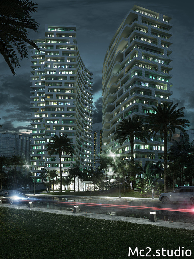 Mc2.studio - https://www.mc2.studio/?id=pUh
The image was created with the idea of tropical resort night life in mind. Palm trees, fast cars, sunset on the horizon.