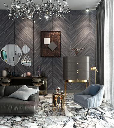 3d render furniture in luxury interior