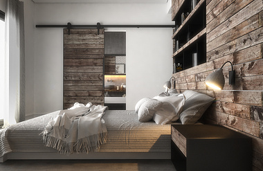 Modern bedroom interior decoration.