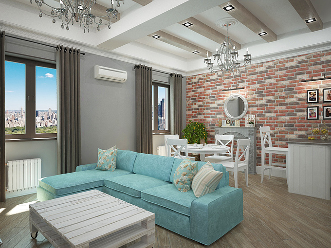 Visualisation living room for designer