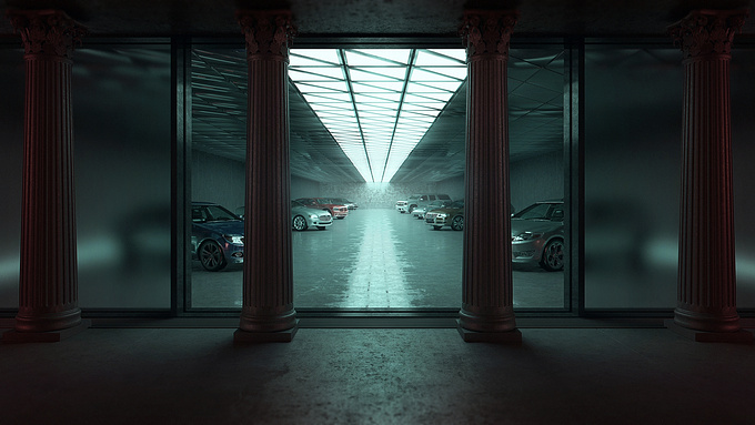 http://makonimation.com/
Interior shot of car park.

3ds max, vray, nuke, photoshop