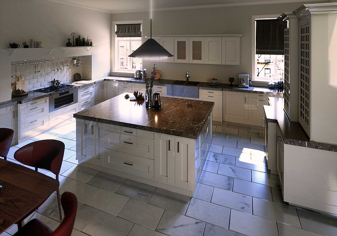 3dots - http://www.3dots.gr
the client requested a series of cgi images featuring different types of kitchens. this is the last one i have modelled, i liked the feeling and i wanted to share it