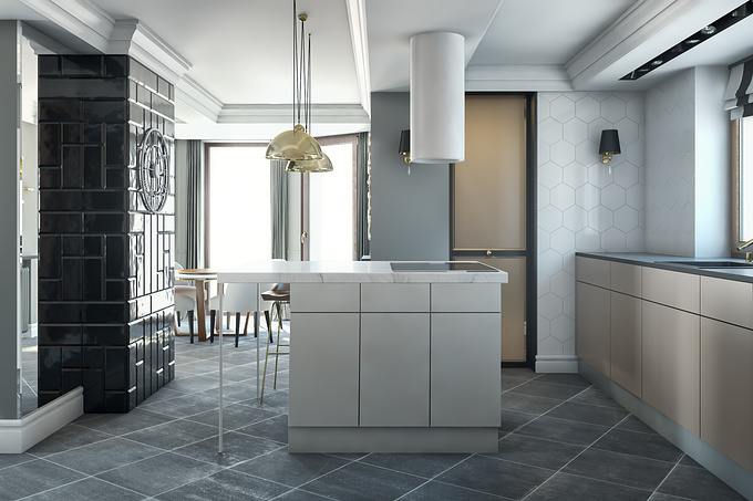 Lawski Design - http://lawski.design/portfolio_page/kitchen/
Kitchen with living room – design by Anna Kupidura