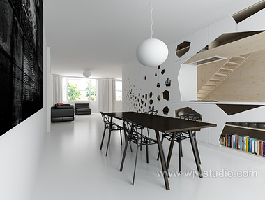 Living and dinning room rendering