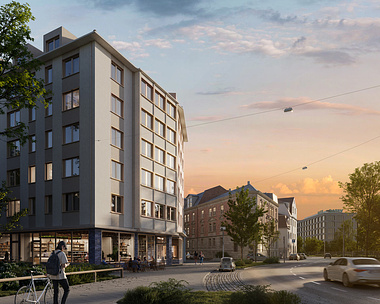 Exterior Visualization: Residential and Commercial Building in Nuremberg