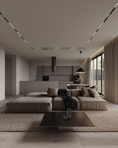 Living room kitchen design