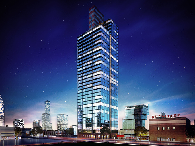 KCL-Solutions - http://www.kcl-solutions.com/3d-exterior-rendering.html
3D Hi-Rise Building Exterior Design With Night View