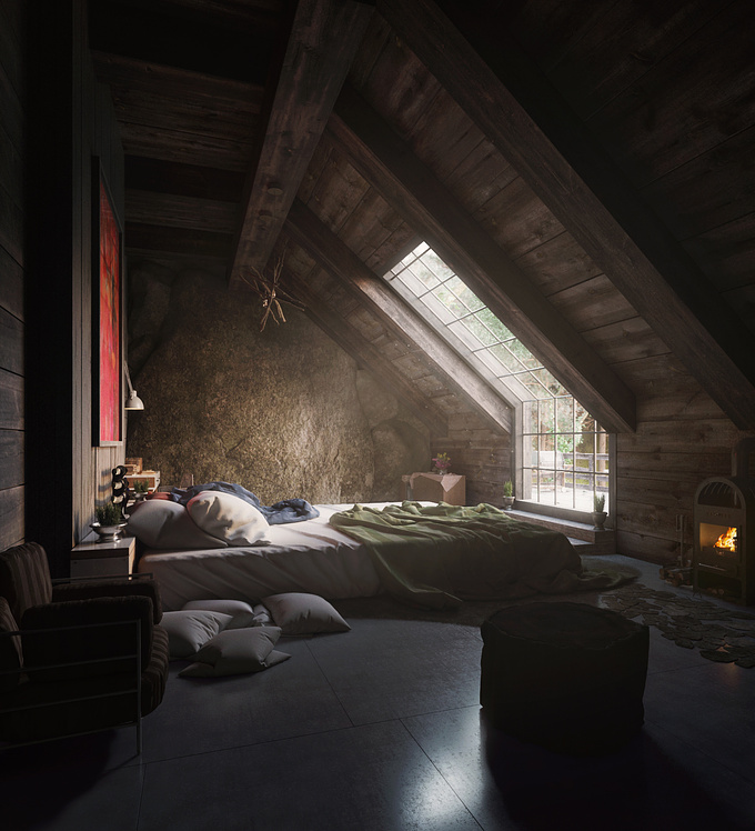 Cabin in the woods, personal work, software used:
3dsmax, vray, photoshop.