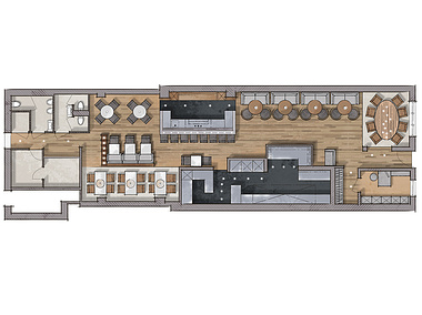 Floor plan 2D rendering restaurant
