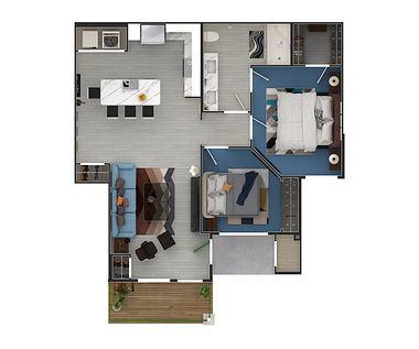 Apartment Unit 3D floor[lan