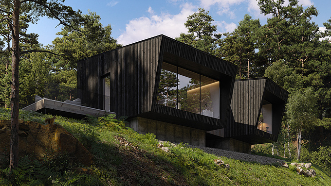 Visualization of a house in the woods La Binocle by NatureHumaine architects. Inspired by photographs of Adrien Williams Location: Canada
https://ravelin.studio/portfolio/la-binocle.html