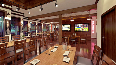 Interior design rendering for commercial bar