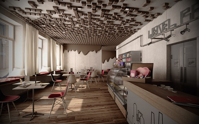 AK² - https://www.facebook.com/AK2Studio
These images shows our project for the Wedel's chocolate drinking room competition.