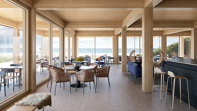 We were commissioned to visualize an interior space of non-existing hotel at the coast of Sweden.