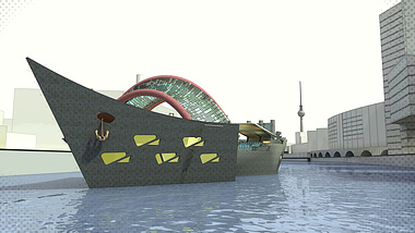 A semi-submersible floating theater