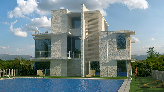 Villa Architectural Visualization using Evermotion Archmodels, 3ds max, V-ray and Adobe Photoshop