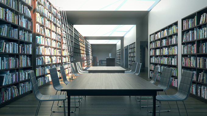 Fictional library building to my hometown. All the design done by me, such like the modeling. I used ArchiCAD for the plans, 3ds max for the modeling, and vray for rendering. Some post process done in Photoshop.
