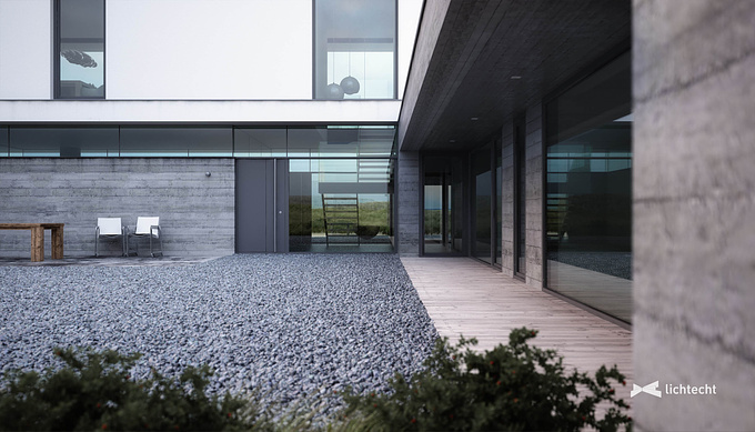lichtecht GmbH - http://www.lichtecht.de
Last summer I spent my vacation in Denmark, on the North Sea coast. The incredibly beautiful landscape there inspired me to do this project. I have implemented this project in my limited spare time. The design for the building is based on the Hurst House by John Pardey Architects + Ström Architects. I changed the design a bit off, changed the materials and put the house in this beautiful environment, I would like to live. Our lichtecht team member Peter Oldorf created for this project, the plants, such as the beach oats and rose hips. Currently I am working on the interior renderings. When they are done, I'll show them here. I look forward to your feedback. The HDRIs are by Peter Guthrie.