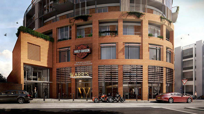 iCreate Ltd - http://3darchitectural.co.uk/
CGI of Warrs Harley Shop
