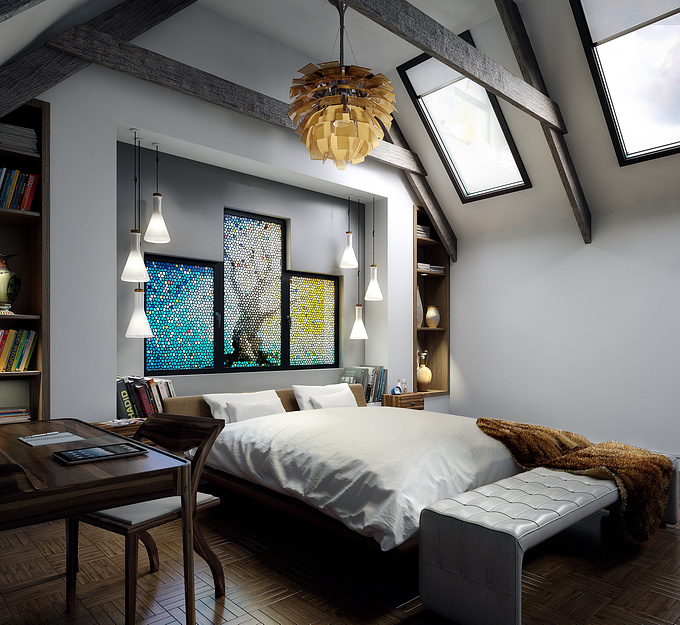 I used 3DS Max, Vray, Marvelous designer and Photoshop to create this piece. It was an idea I came up with for my ideal bedroom space and wanted to see what it would look like, plus it helps with the Portfolio builing.
