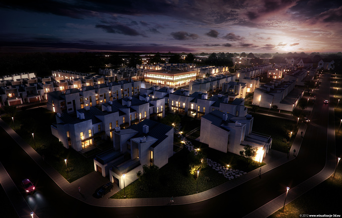 RasterLight :: kcpr.pl - http://www.wizualizacje-3d.eu
Chilli City - Estate near Poznan - Night Render.

Rendered with iRay.

Version with corrected sky - Thanks for your tips!