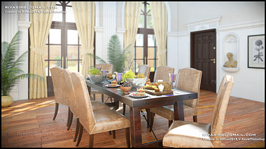 classic dining table 3d view from dubai